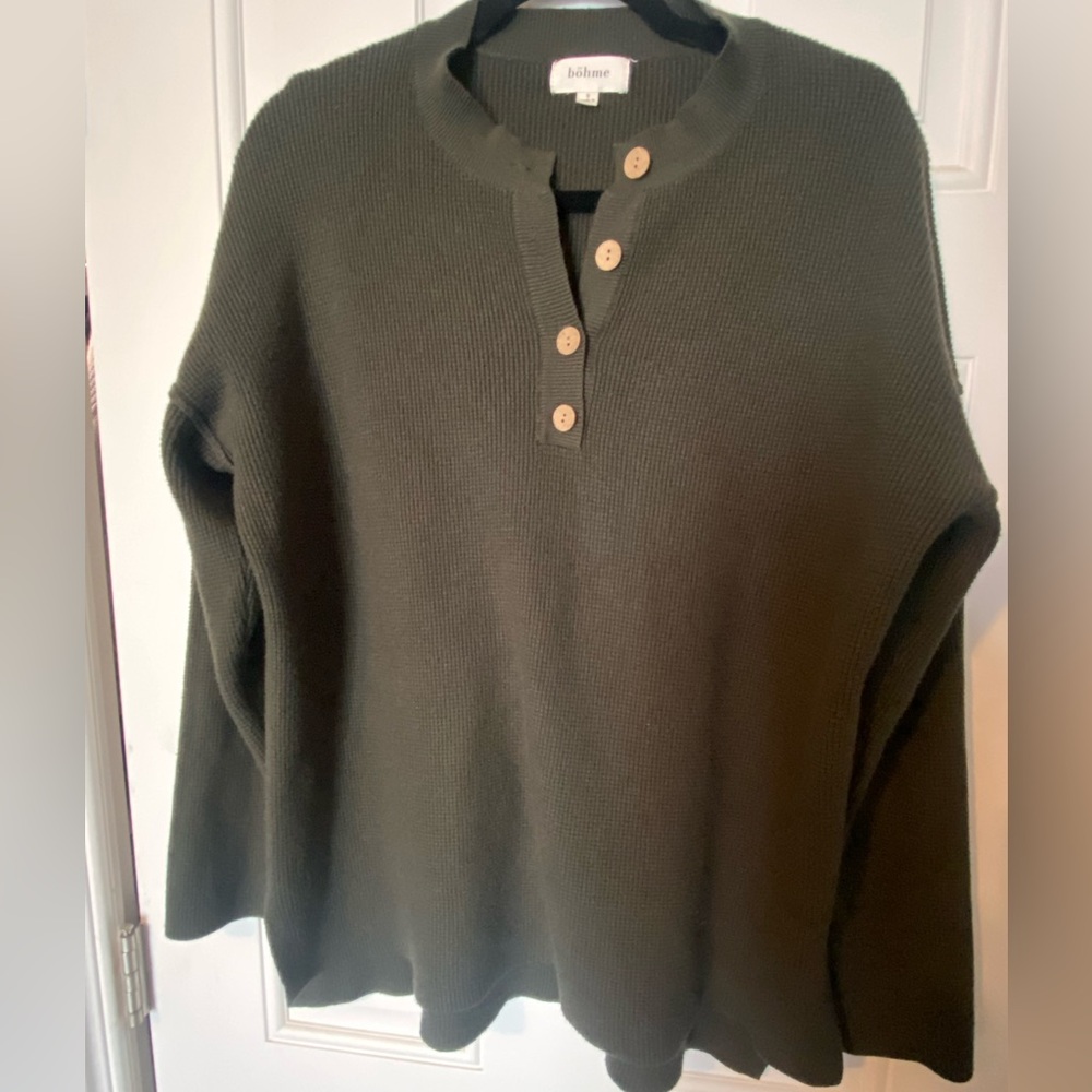 Bohme Olive V-Neck Sweater